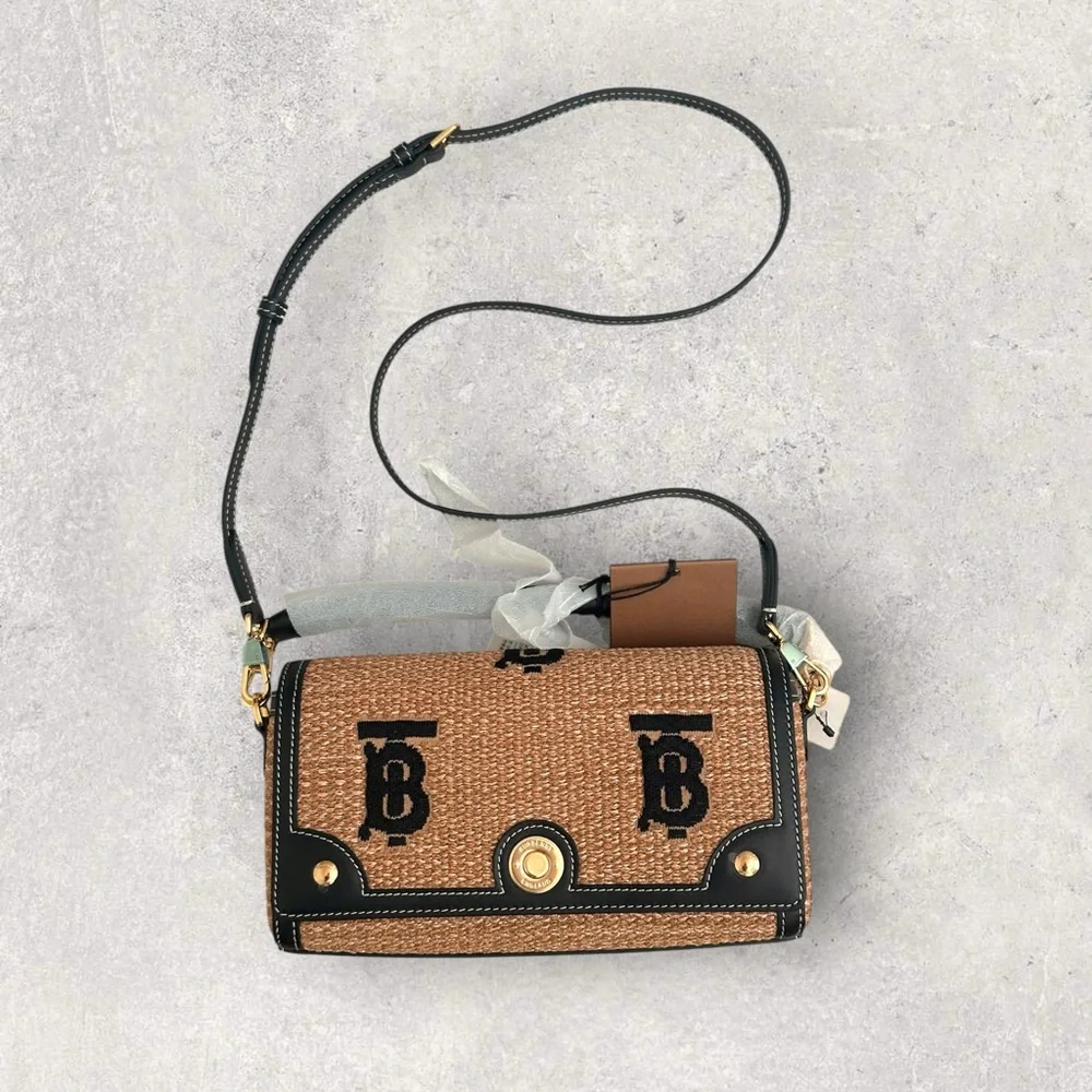 Burberry TB Faux Rafia Flap Bag - Picture 9 of 10